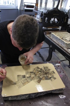 Etching Ben Partridge's stone